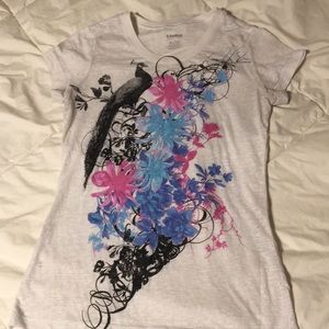 Pretty peacock/flowers tshirt